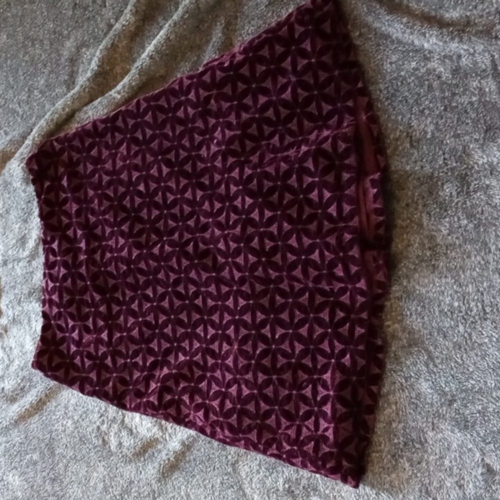 Intuitions velvet and embroidery plum color skirt with back pleat detail